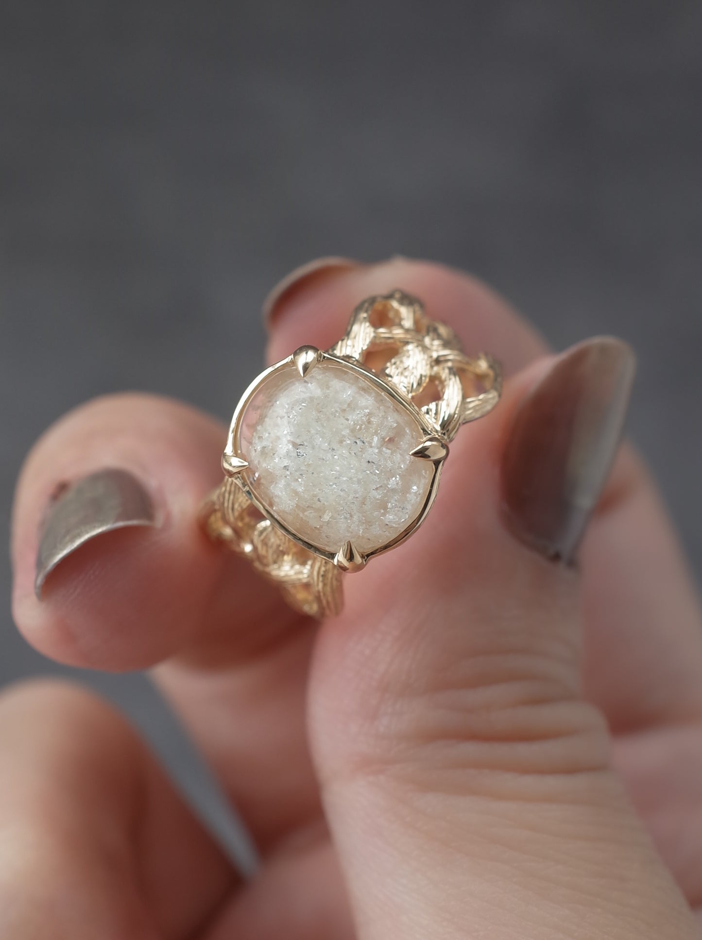 White Garden Quartz ARAN Ring -  3