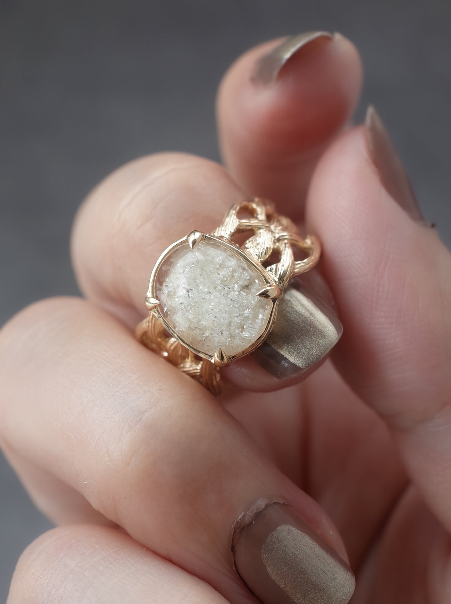 White Garden Quartz ARAN Ring -  3