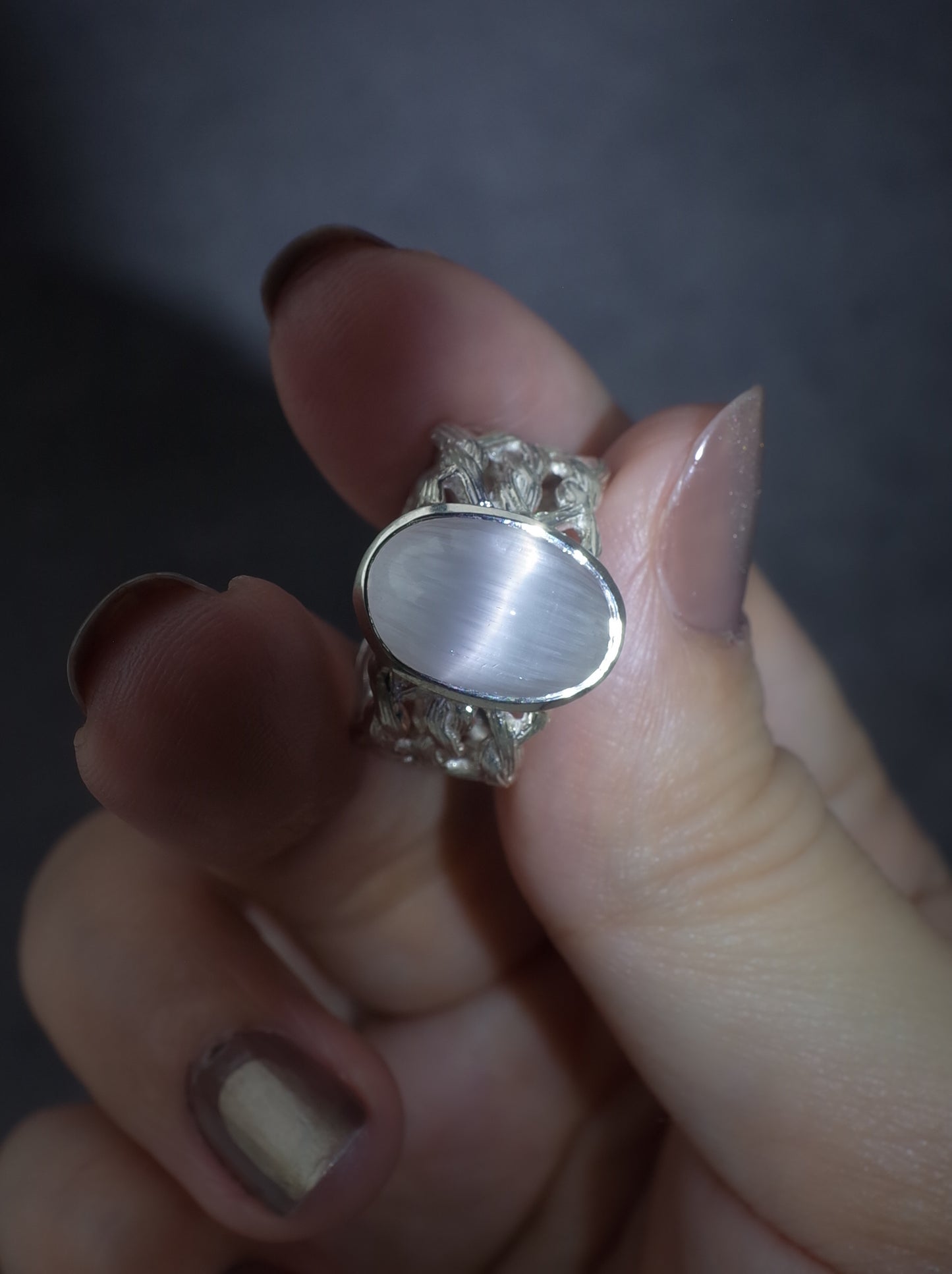 Cat's Eye Topaz ARAN Ring -  7