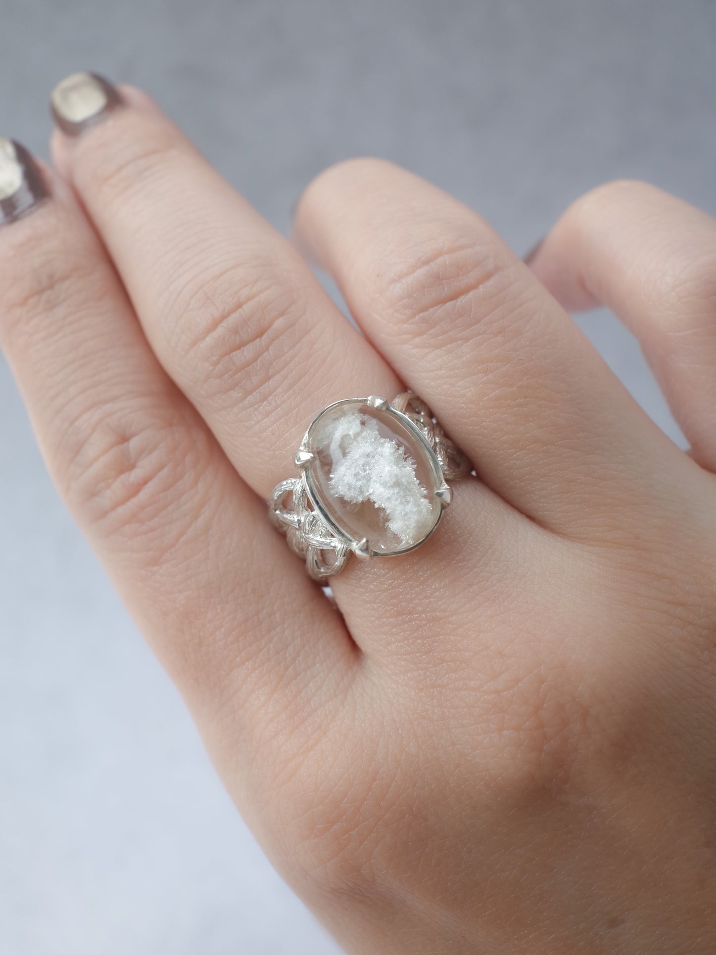 White Garden Quartz ARAN Ring -  5