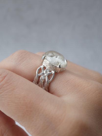 White Garden Quartz ARAN Ring -  5