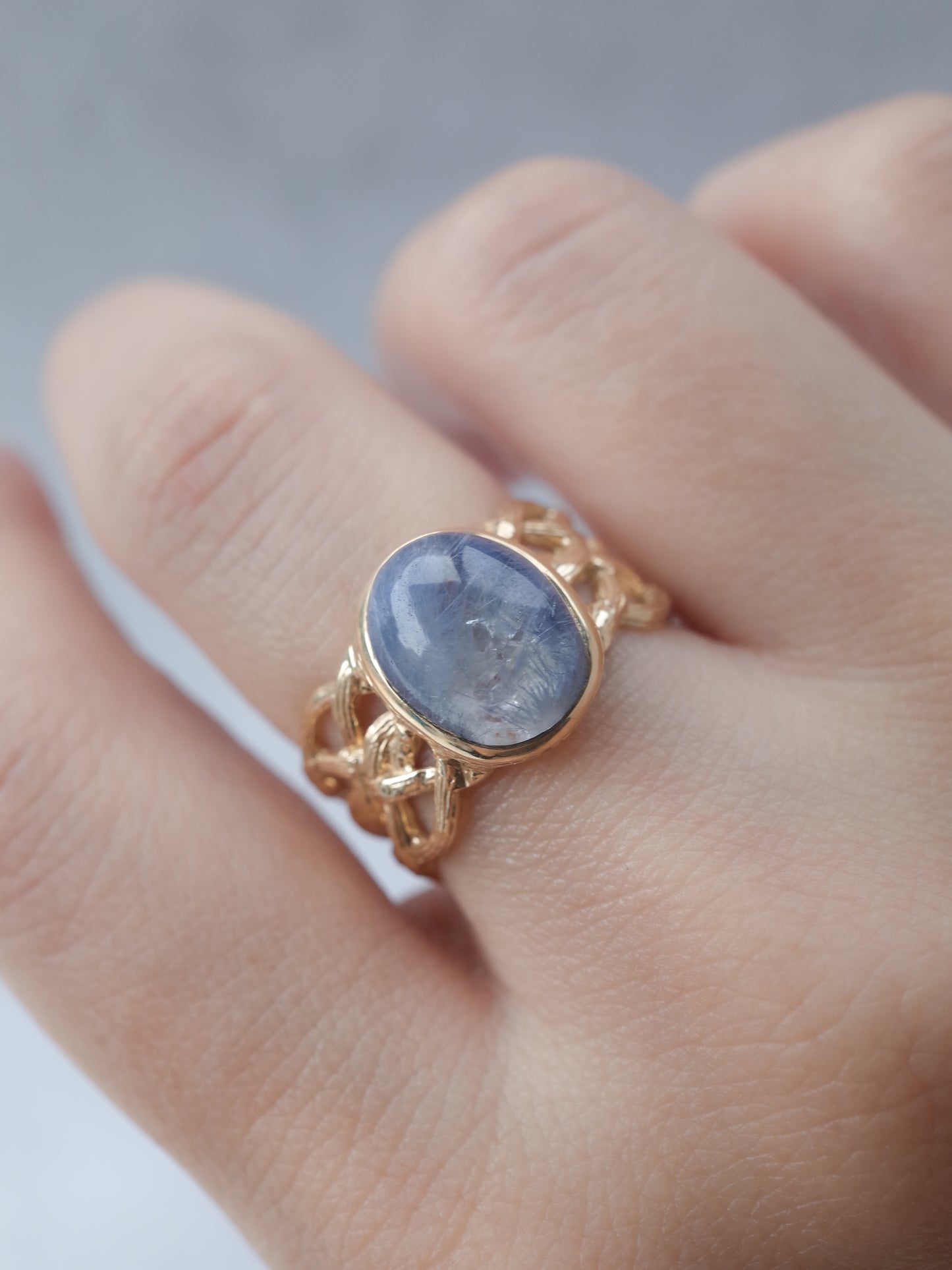 Dumortierite in Quartz ARAN Ring -  14