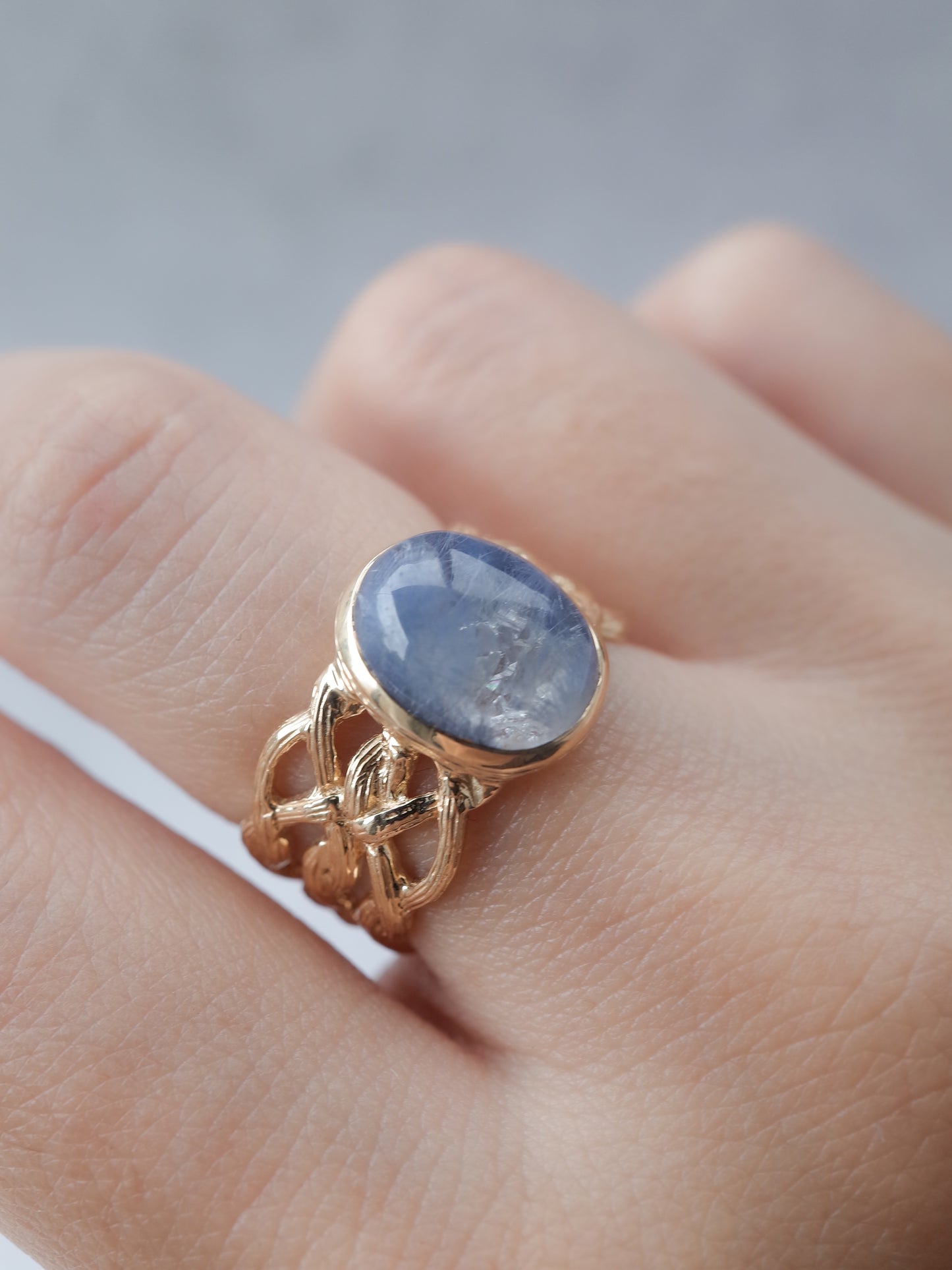 Dumortierite in Quartz ARAN Ring -  14