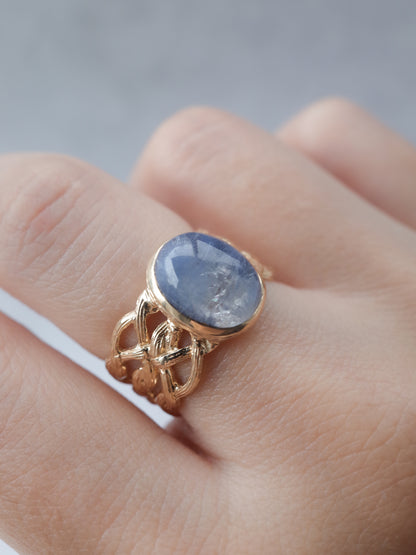 Dumortierite in Quartz ARAN Ring -  14