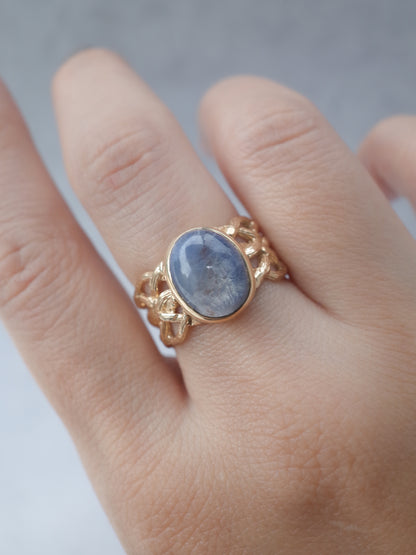 Dumortierite in Quartz ARAN Ring -  14