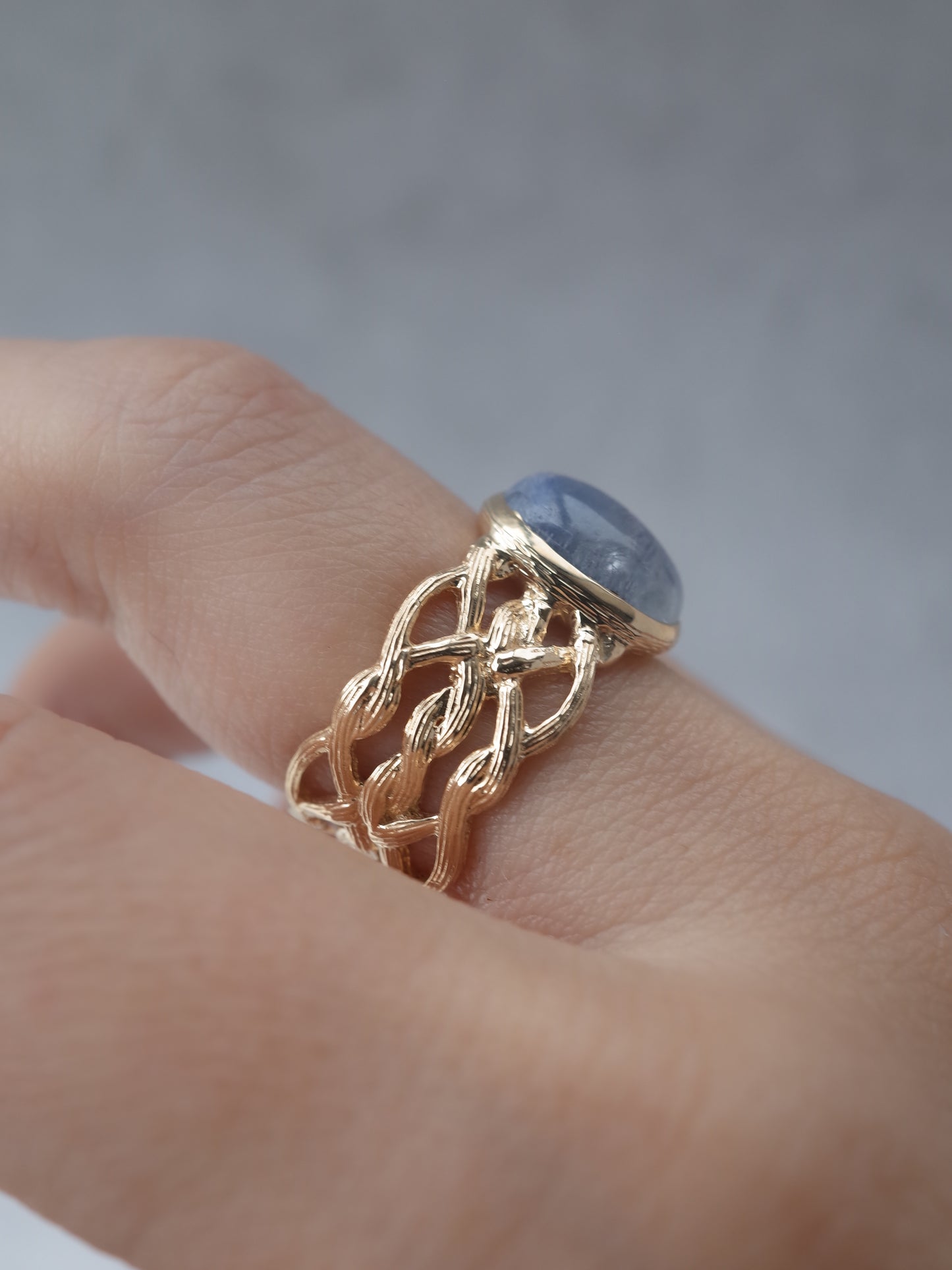 Dumortierite in Quartz ARAN Ring -  14