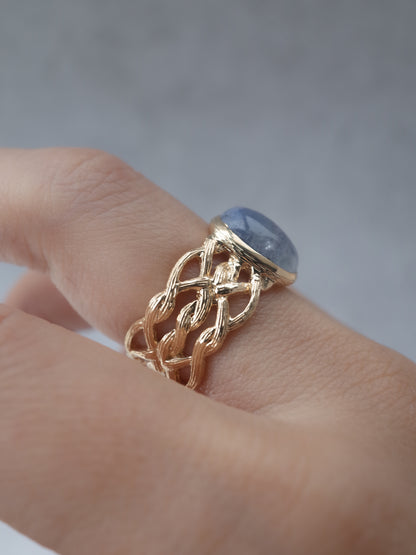 Dumortierite in Quartz ARAN Ring -  14