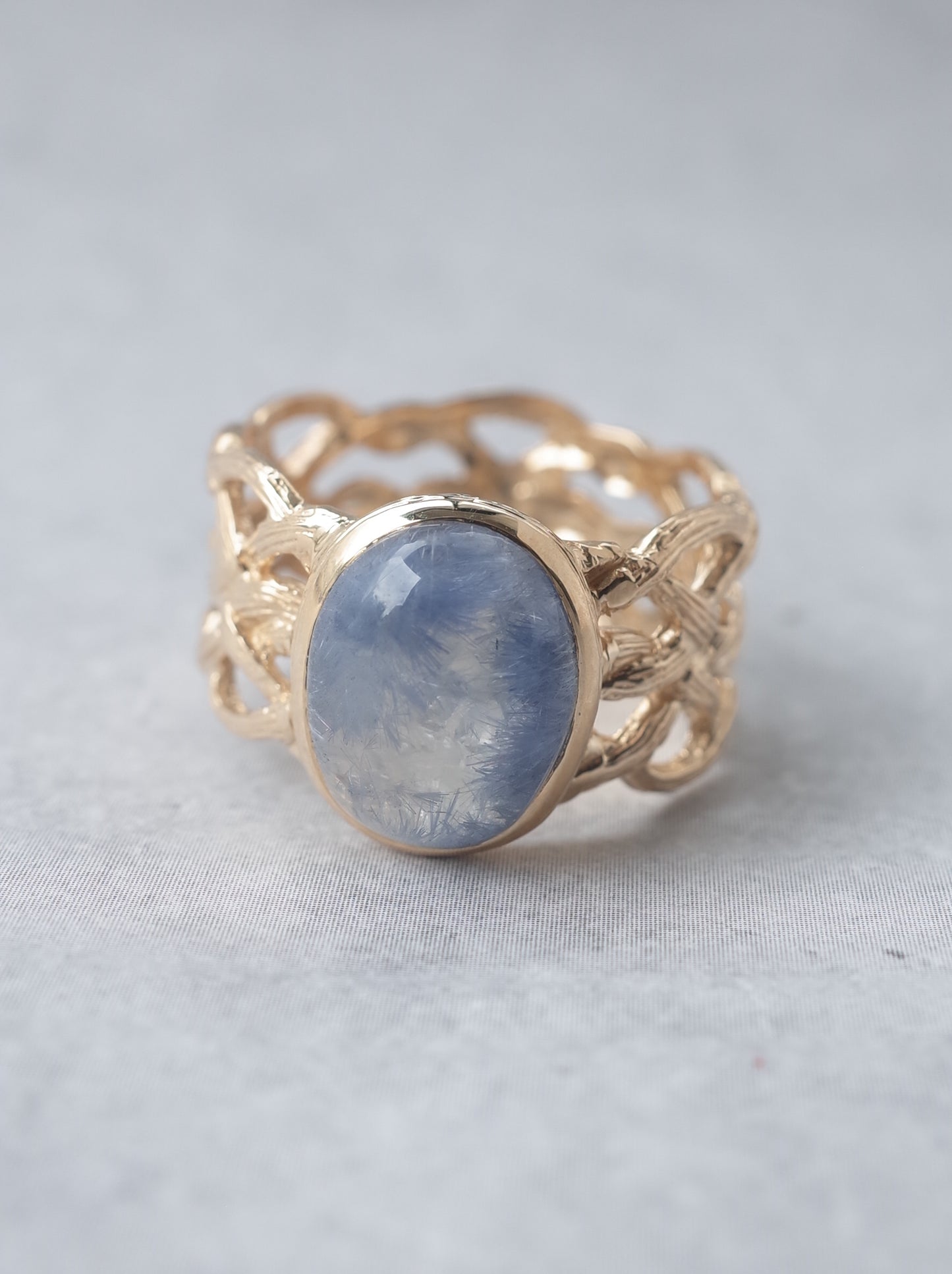 Dumortierite in Quartz ARAN Ring -  14