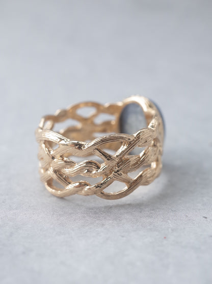 Dumortierite in Quartz ARAN Ring -  14