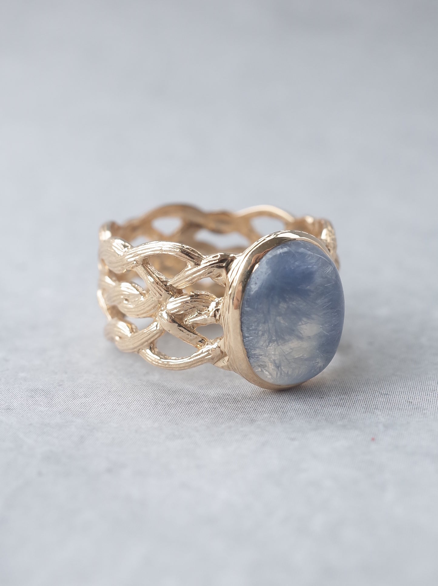 Dumortierite in Quartz ARAN Ring -  14