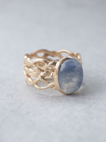 Dumortierite in Quartz ARAN Ring -  14