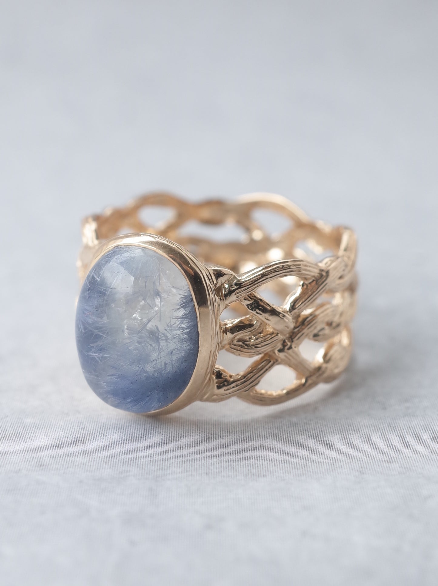 Dumortierite in Quartz ARAN Ring -  14