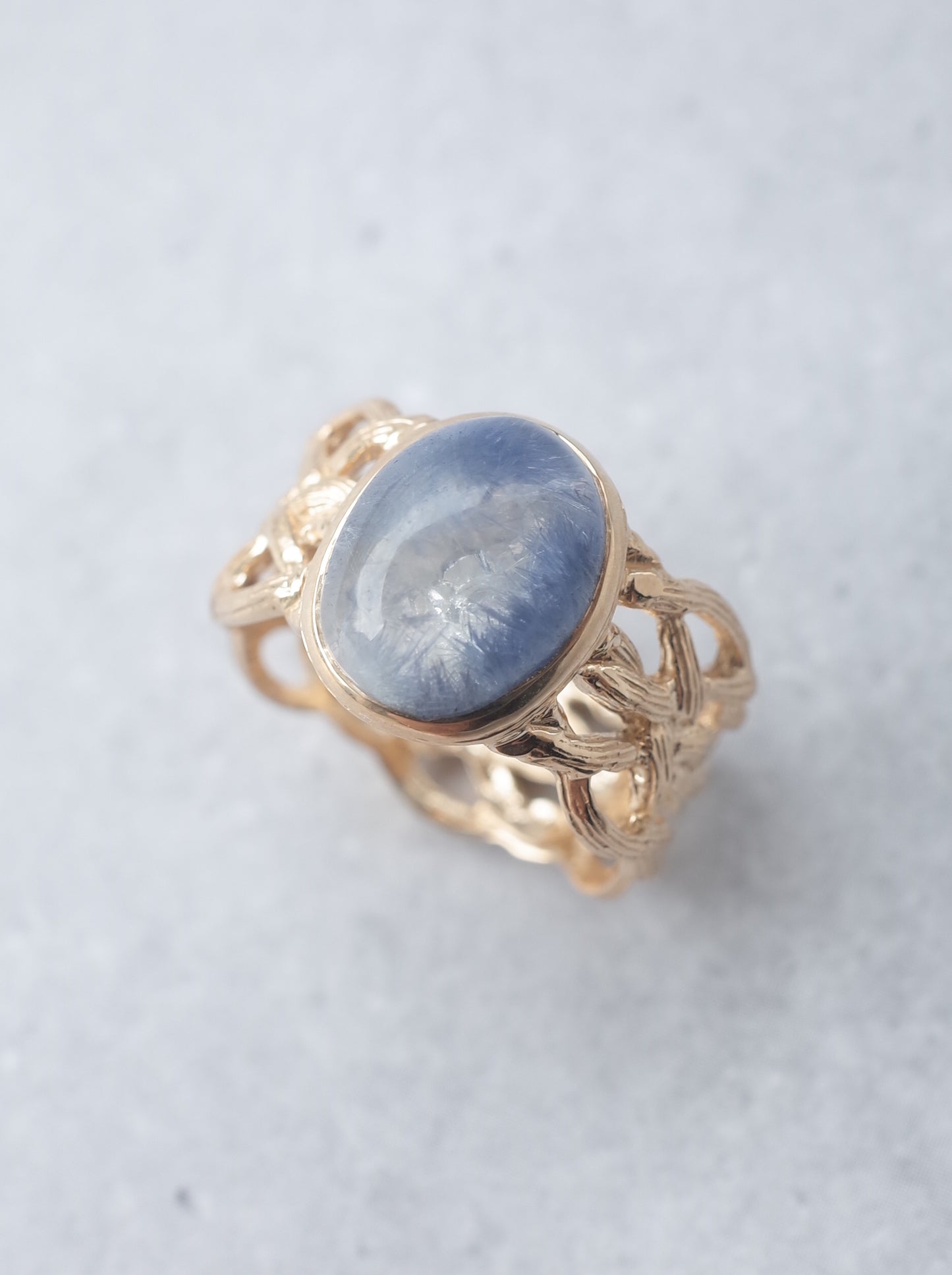 Dumortierite in Quartz ARAN Ring -  14
