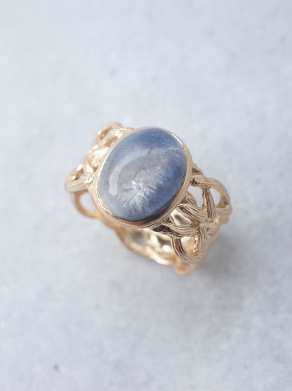 Dumortierite in Quartz ARAN Ring -  14