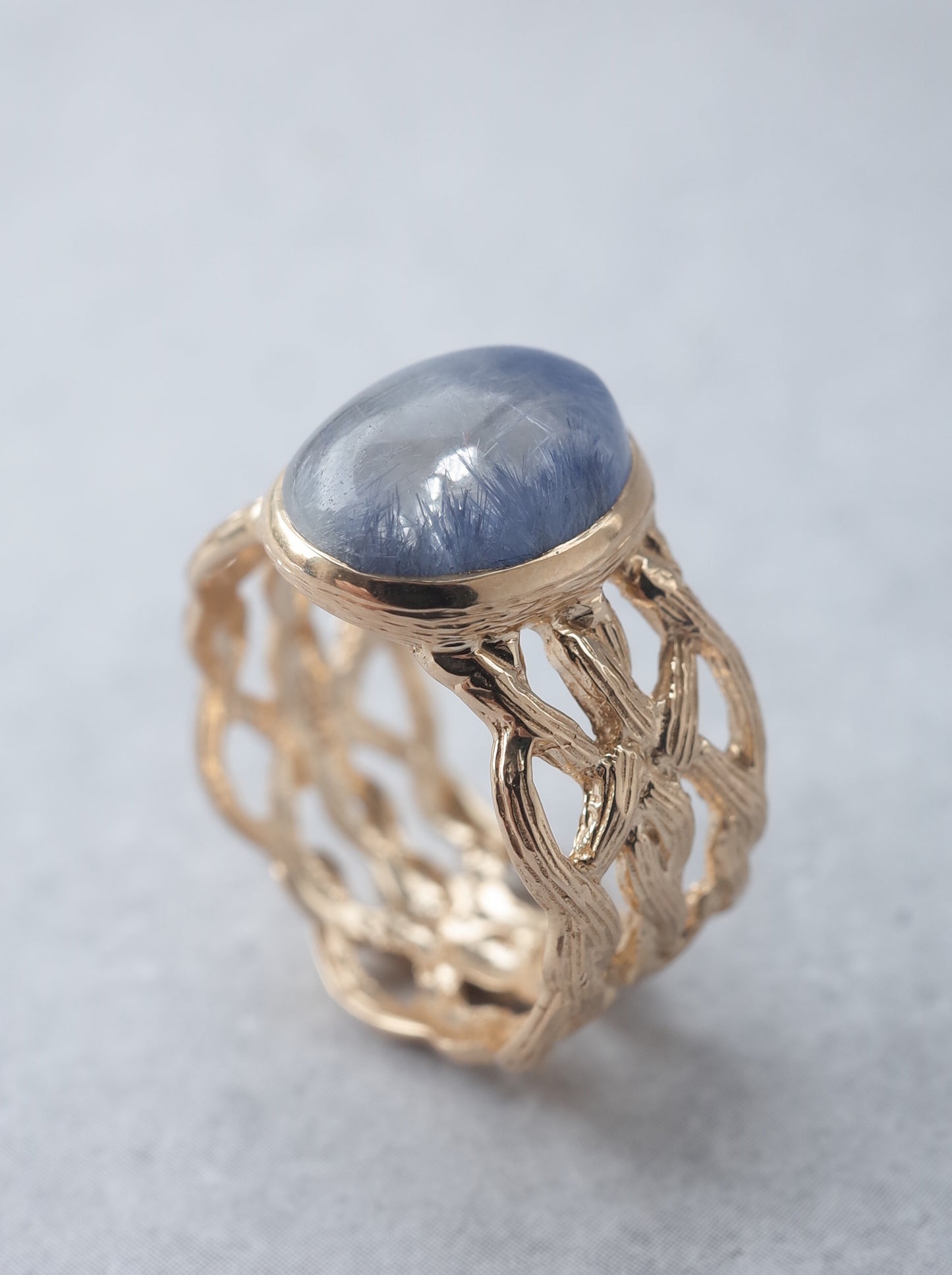 Dumortierite in Quartz ARAN Ring -  14