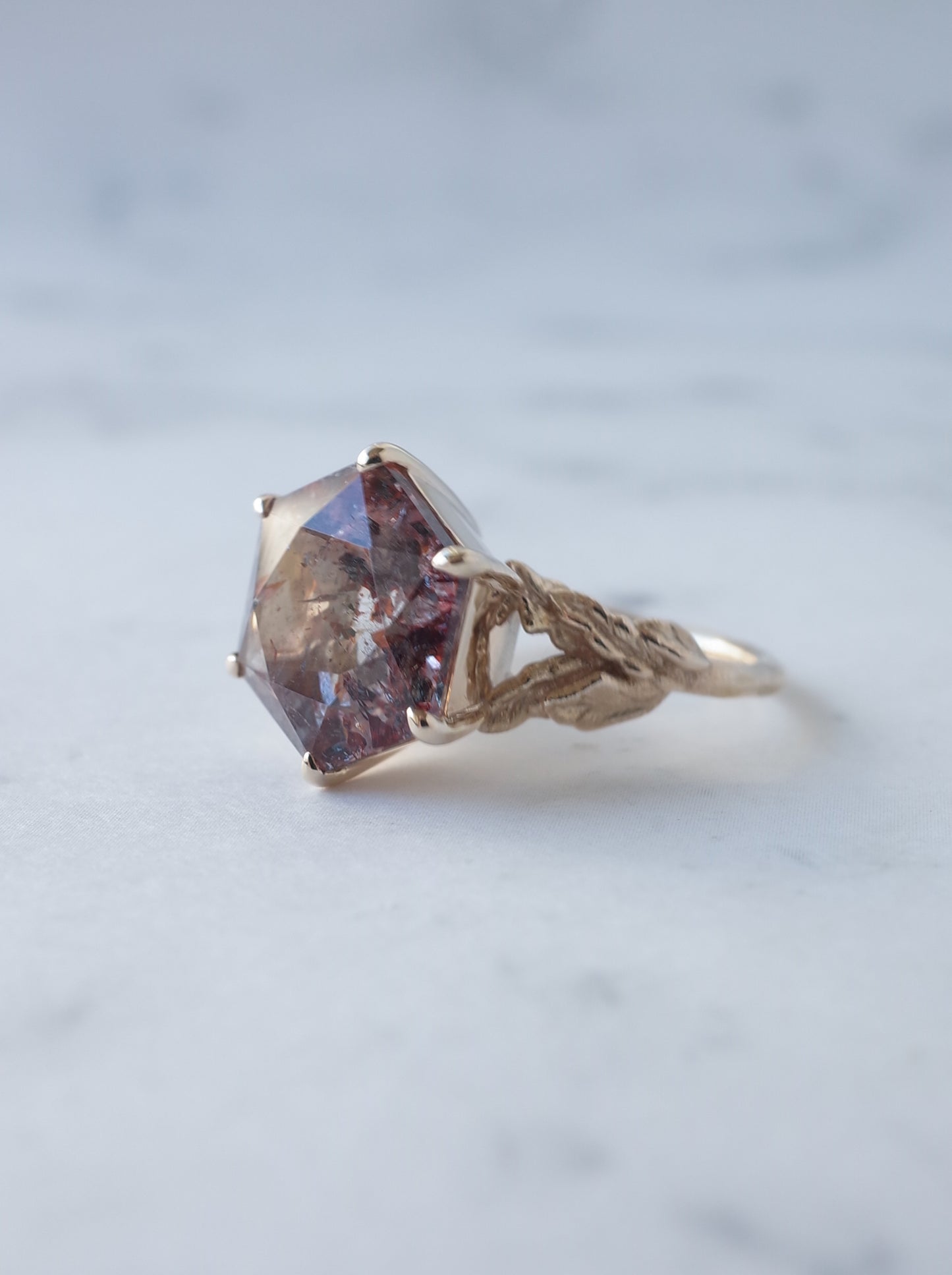 Lepidocrocite in Quartz Ring Hexagon - 1