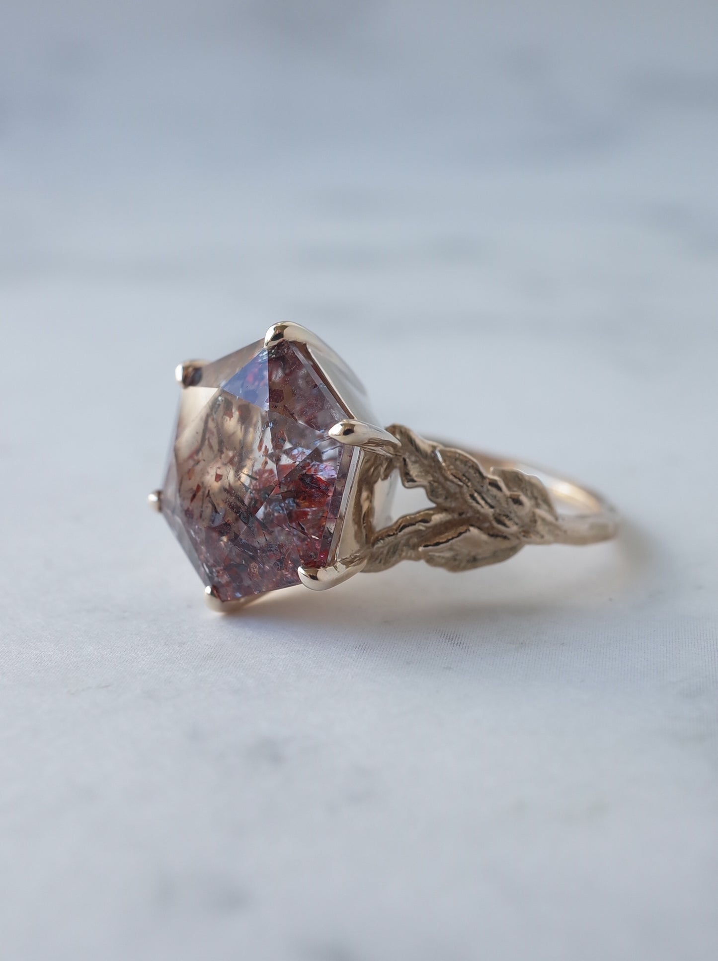 Lepidocrocite in Quartz Ring Hexagon - 1
