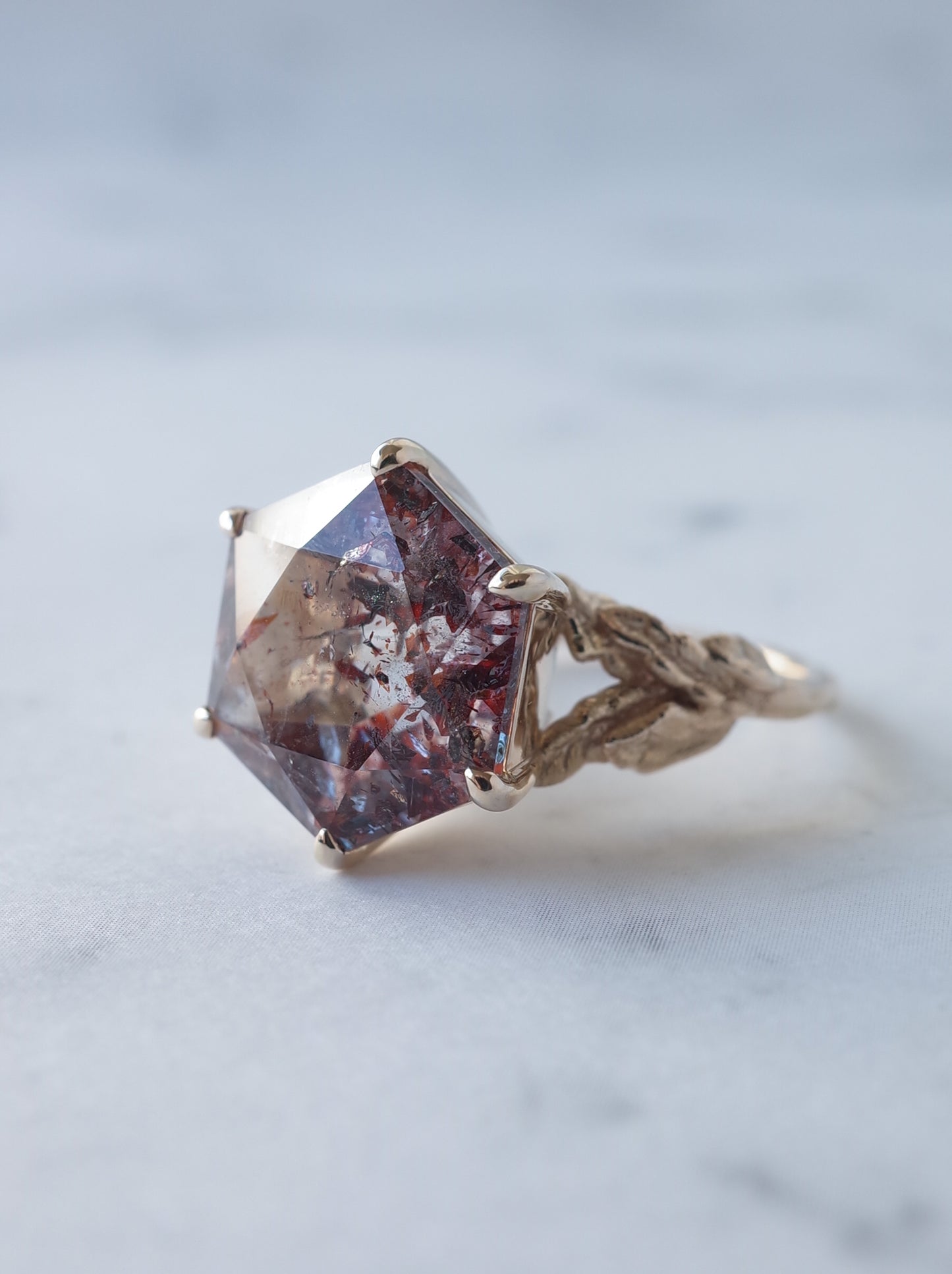 Lepidocrocite in Quartz Ring Hexagon - 1