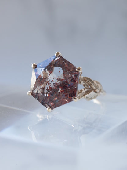 Lepidocrocite in Quartz Ring Hexagon - 1