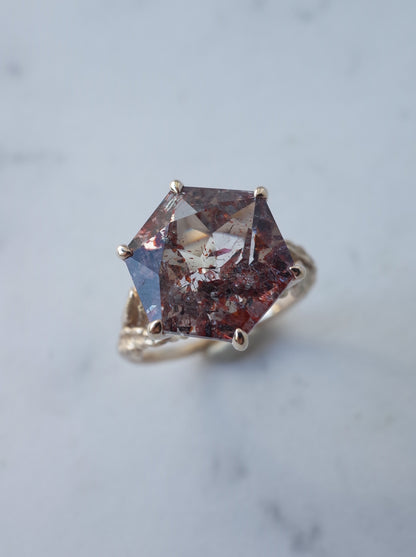 Lepidocrocite in Quartz Ring Hexagon - 1