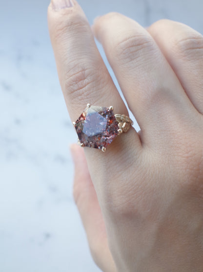 Lepidocrocite in Quartz Ring Hexagon - 1