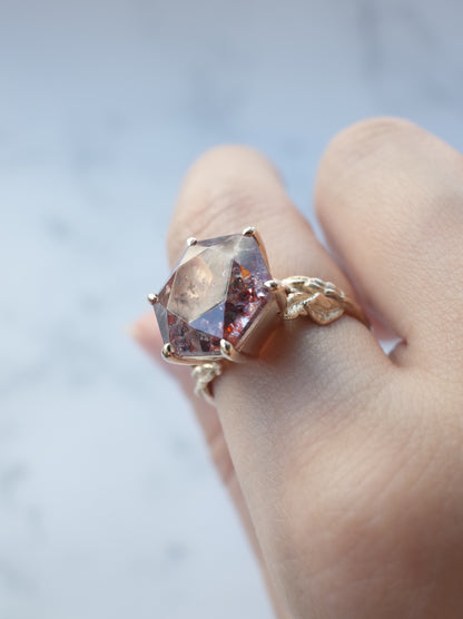 Lepidocrocite in Quartz Ring Hexagon - 1