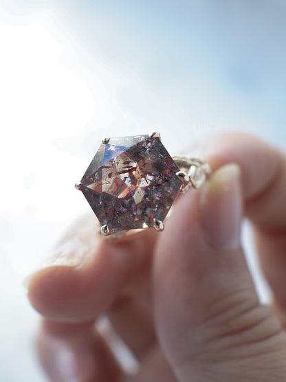 Lepidocrocite in Quartz Ring Hexagon - 1