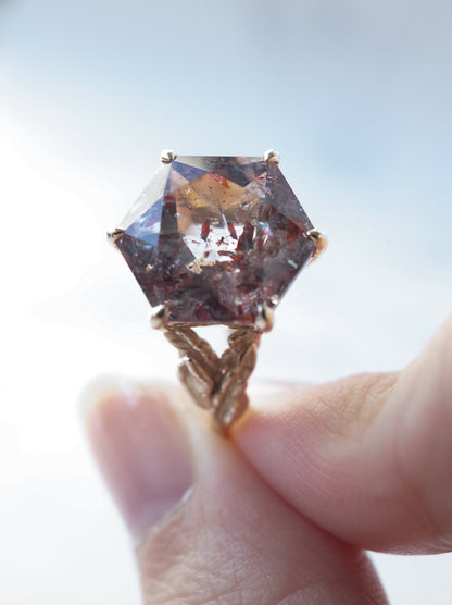 Lepidocrocite in Quartz Ring Hexagon - 1