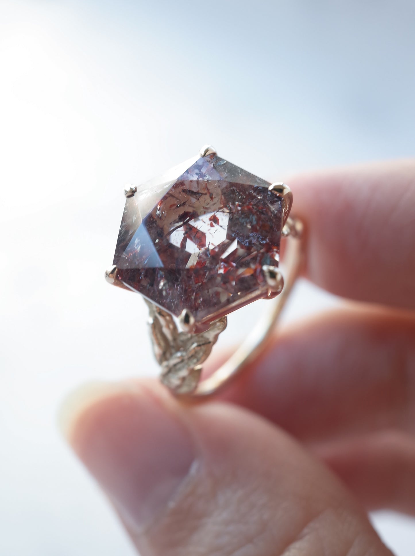 Lepidocrocite in Quartz Ring Hexagon - 1