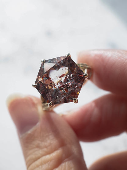 Lepidocrocite in Quartz Ring Hexagon - 1