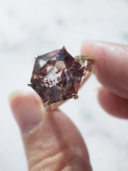 Lepidocrocite in Quartz Ring Hexagon - 1