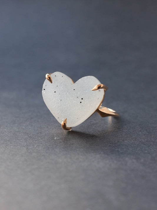 Druzy agate Quartz Ring  White - 1