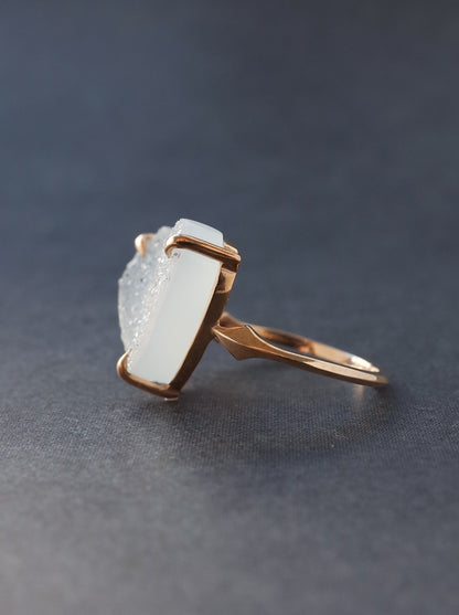 Druzy agate Quartz Ring  White - 1