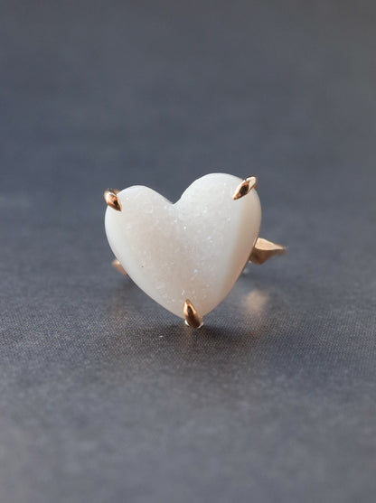 Druzy agate Quartz Ring  White - 2