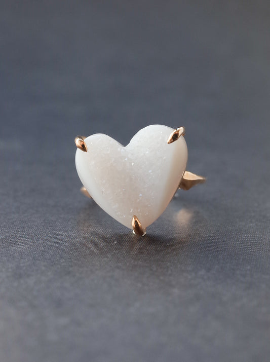 Druzy agate Quartz Ring  White - 2