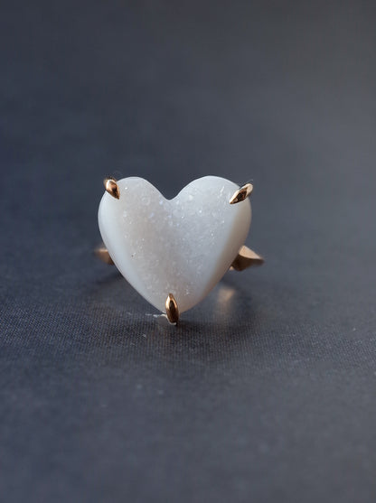 Druzy agate Quartz Ring  White - 2