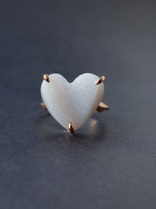 Druzy agate Quartz Ring  White - 2