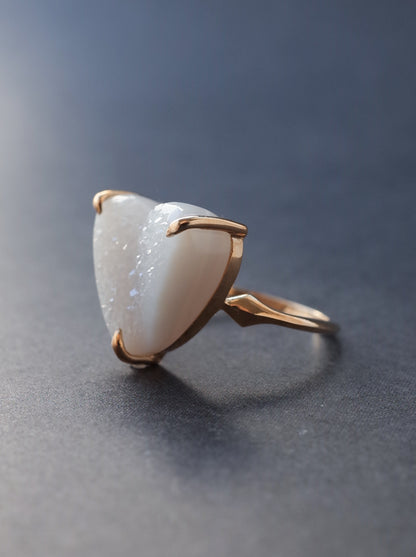Druzy agate Quartz Ring  White - 2