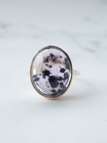 Romanechite in Amethyst Ring