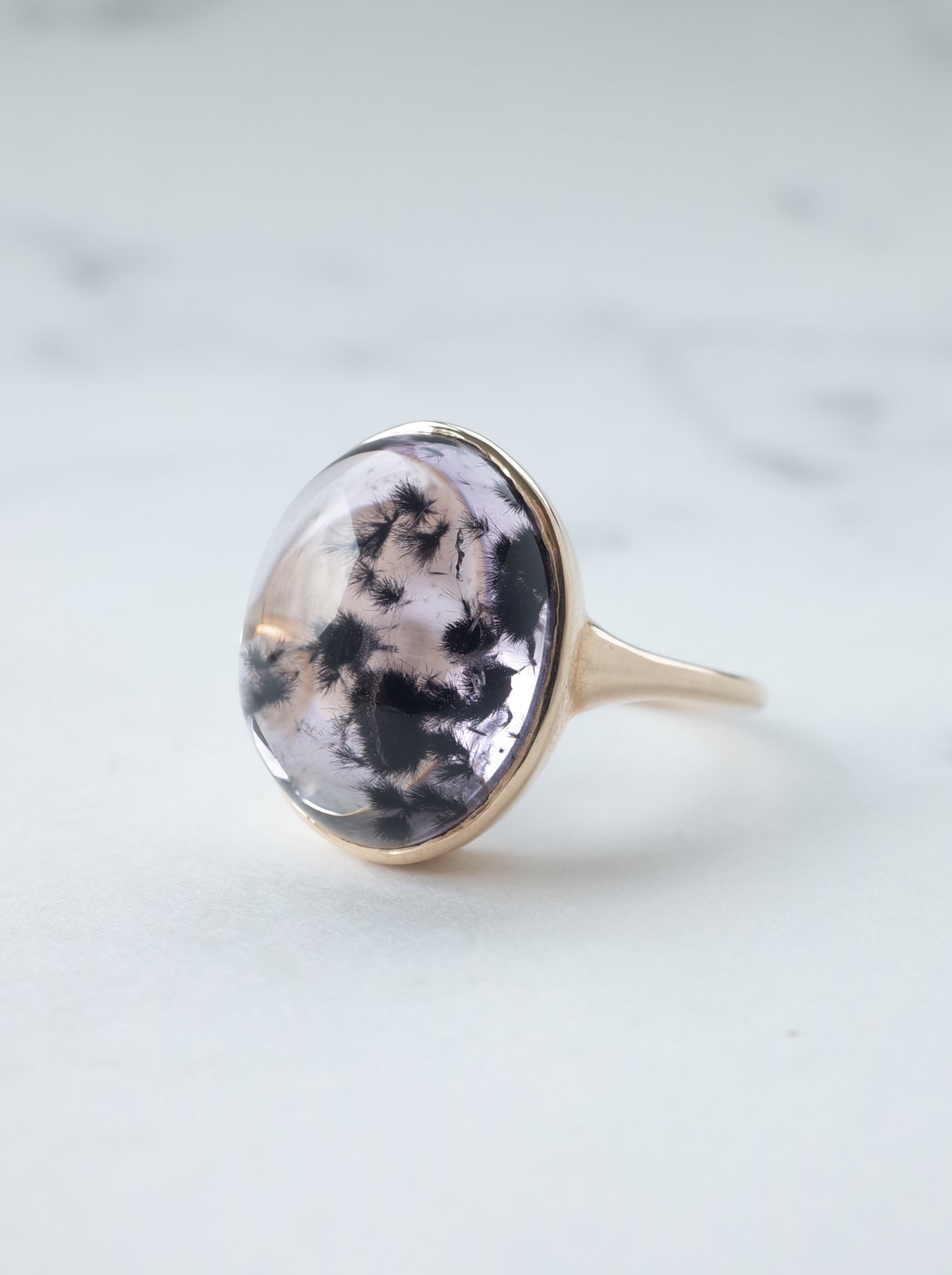 Romanechite in Amethyst Ring