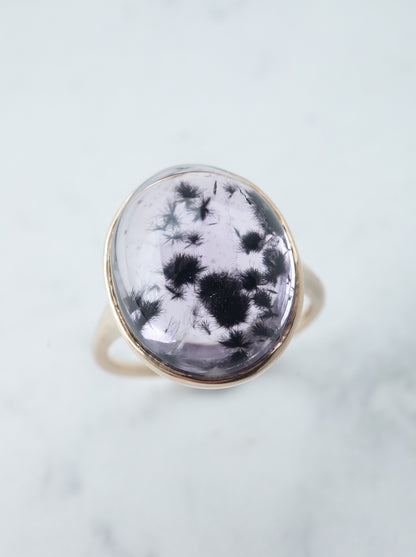 Romanechite in Amethyst Ring