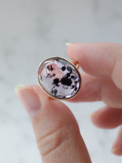 Romanechite in Amethyst Ring