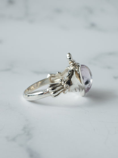 Hollandite in Quartz Claddagh Ring
