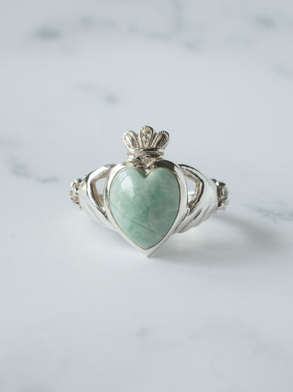 ITOIGAWA Jadeite Claddagh Ring