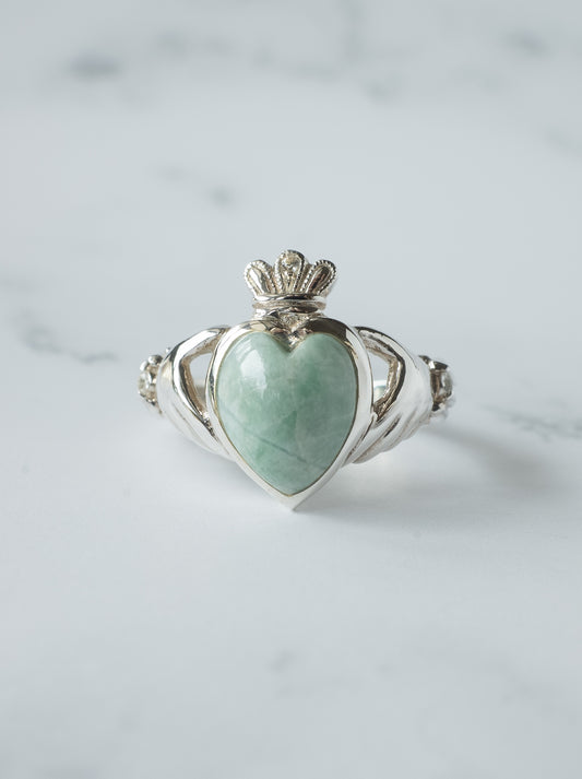 ITOIGAWA Jadeite Claddagh Ring
