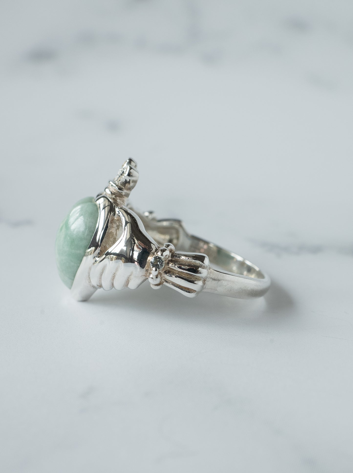 ITOIGAWA Jadeite Claddagh Ring