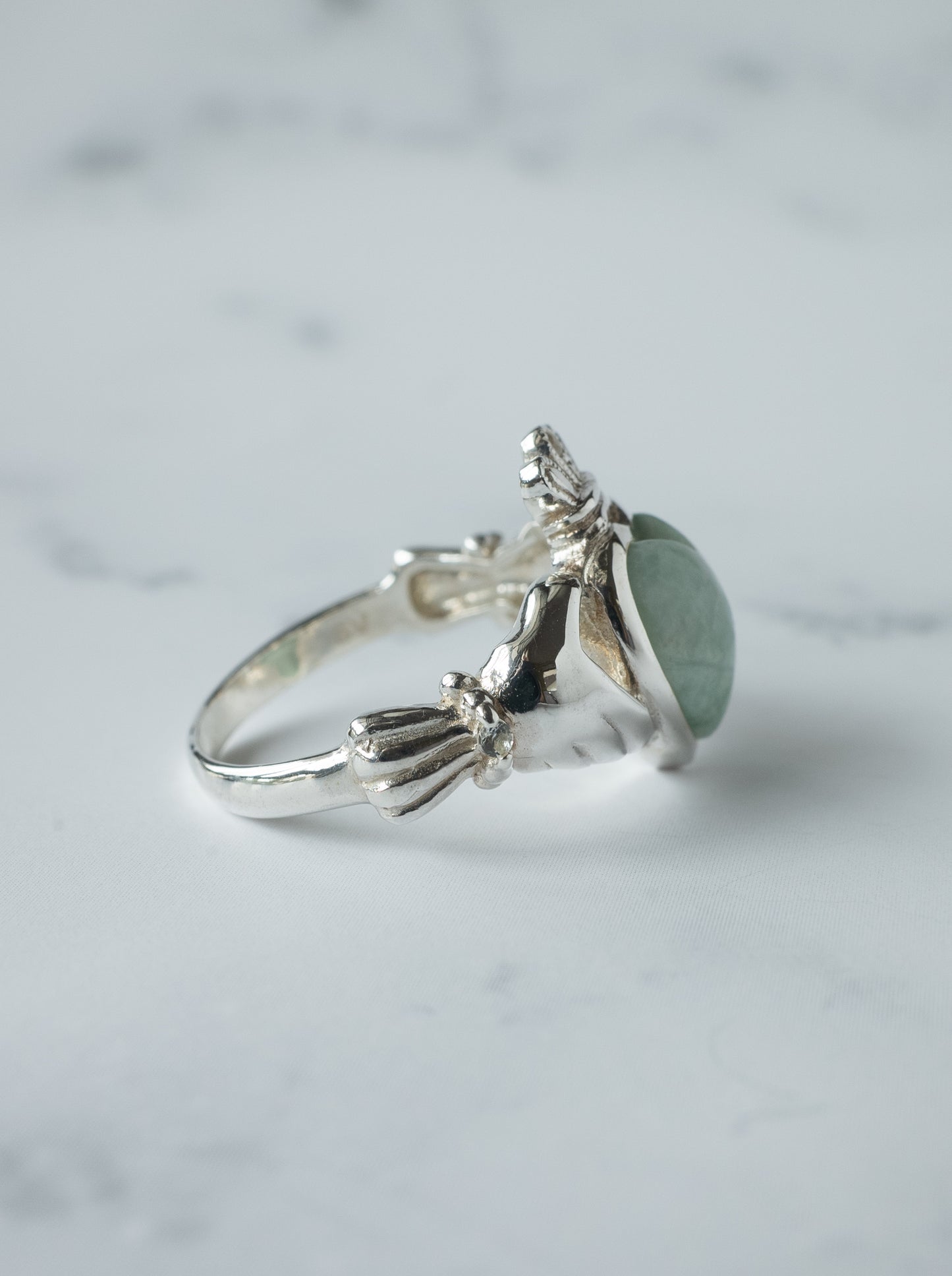 ITOIGAWA Jadeite Claddagh Ring