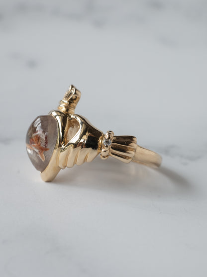 Anatase in Rutilated Quartz Claddagh Ring