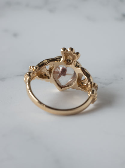 Anatase in Rutilated Quartz Claddagh Ring