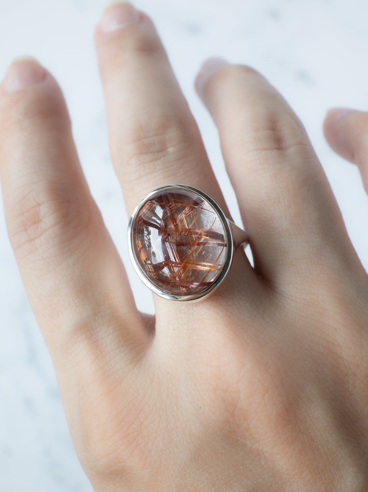 Red Rutilated Quartz Ring